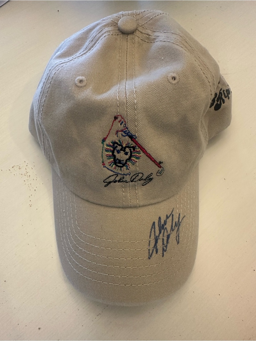 John Daly Autographed Beige Canvas Cap with Embroidered Detail